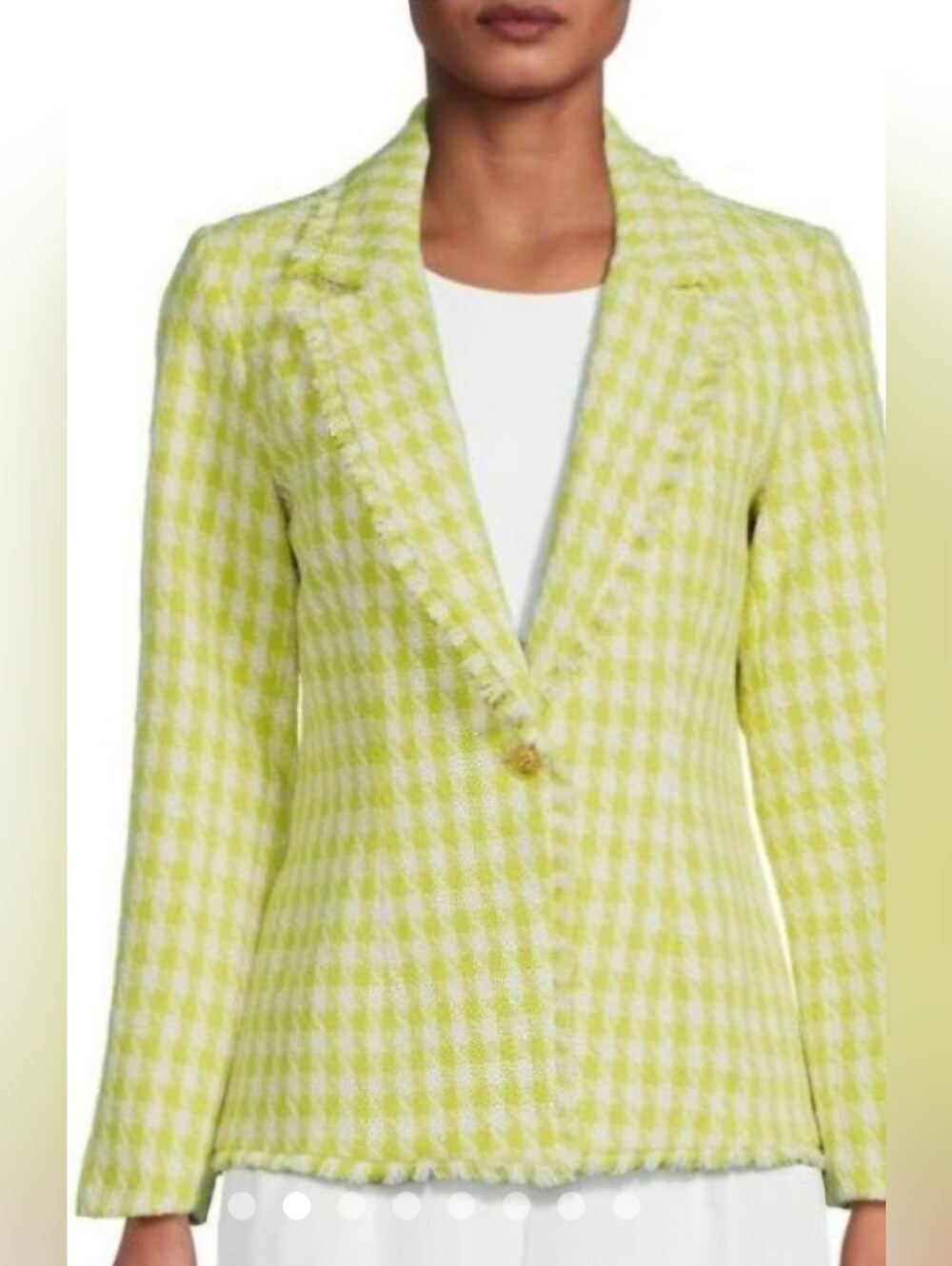 NANETTE LEPORE⁹ Checked Tweed Blazer with Fringe
